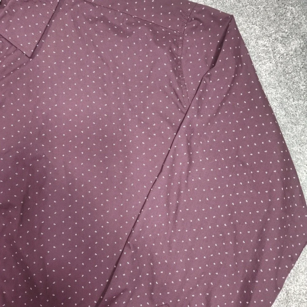 Beverly Hills Polo Club Shirt Mens 3XLB Burgundy Dotted Button Down Dress Casual